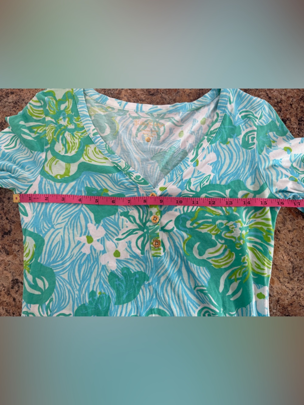Lilly Pulitzer Palmetto T-Shirt Dress Wave Rider Lagoon Green Preppy Resortwear - Picture 4 of 6